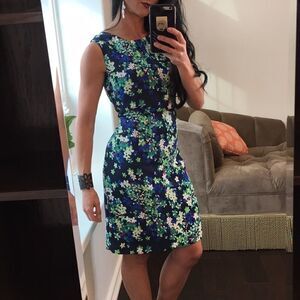 Charter Club Blue green floral sleeveless dress